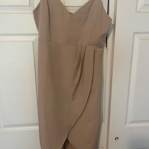 Chic Asymmetrical Tan Dress